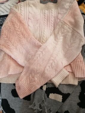 Pink Ombre Cropped Sweater